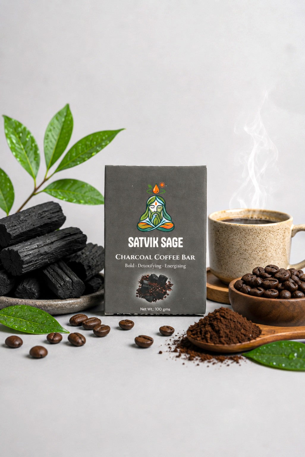 Satvik Sage Charcoal Coffee Bar packaging