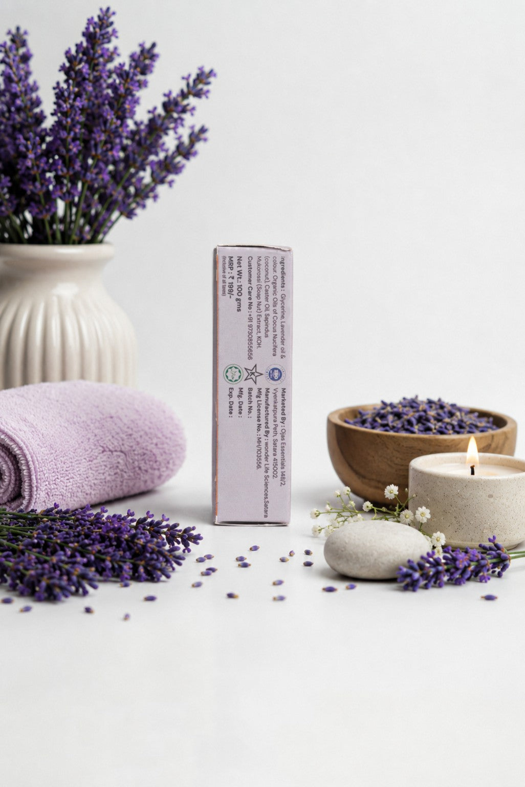 Satvik Sage Lavender Glycerine Bar side packaging