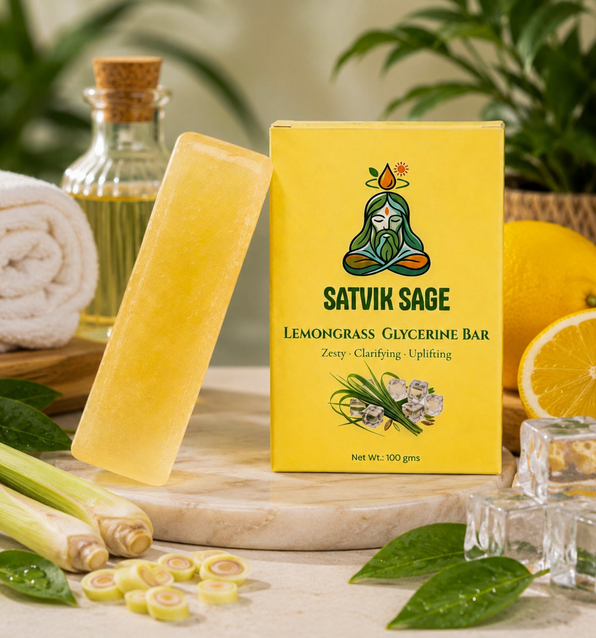 Satvik Sage Lemongrass Glycerine Bar 100g